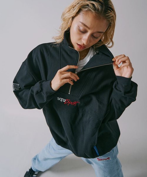 SEQUENZ】 90's SPORTS HALF ZIP SWEAT / ロゴ 刺繍 ワッペン オーバーサイズ ハーフジップ スウェット ｜ナバルの通販｜&mall（アンドモール）三井ショッピングパーク公式通販