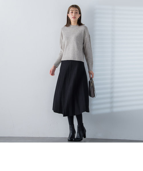 パール付きメランジハイネックプルオーバー ≪手洗い可能≫