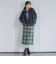 起毛シャギーチェックロングタイトスカート