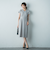 カットジョーゼット半袖Vワンピース≪洗濯機で洗える≫