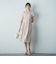 カットジョーゼット半袖Vワンピース≪洗濯機で洗える≫