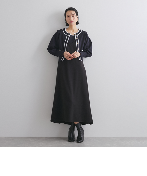 美品JUSGLITTY　 アンサンブル　バイカラー　ニットジャケット　カーデ 美品JUSGLITTY アンサンブル バイカラー ニットジャケット