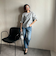 【WEB限定】ラメストライプ袖タックブラウス ≪手洗い可能≫