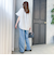 【WEB限定】キュプラ混ストライプバンドカラーブラウス ≪手洗いOK≫