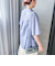 【WEB限定】キュプラ混ストライプバンドカラーブラウス ≪手洗いOK≫