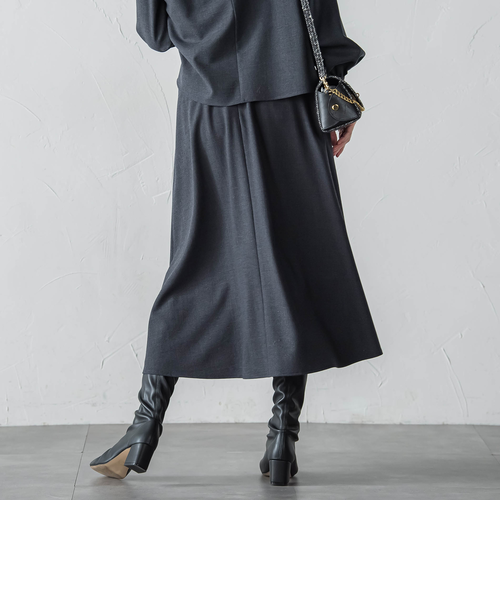 ウールブレンドストレッチフレアスカート≪セットアップ対応/手洗い