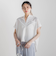 【WEB限定】麻調バックヨークテープ切替えブラウス≪洗濯機で洗える≫