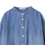 バンドカラーデニムシャツ≪洗濯機で洗える≫