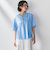 半袖ストライプブラウス≪洗濯機で洗える≫