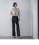 【WEB限定】デニム見えシャンブレーワイドパンツ≪洗濯機で洗える≫