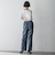 【WEB限定/大きいサイズ】デニム見えシャンブレーワイドパンツ≪洗濯機で洗える≫