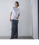【WEB限定/大きいサイズ】デニム見えシャンブレーワイドパンツ≪洗濯機で洗える≫