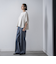【WEB限定/大きいサイズ】デニム見えシャンブレーワイドパンツ≪洗濯機で洗える≫