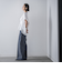 【WEB限定/大きいサイズ】デニム見えシャンブレーワイドパンツ≪洗濯機で洗える≫
