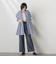 【WEB限定/大きいサイズ】デニム見えシャンブレーワイドパンツ≪洗濯機で洗える≫
