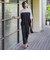 【WEB限定/大きいサイズ】“美脚デニム見え”裾スリットテーパードパンツ