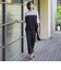 【WEB限定/大きいサイズ】“美脚デニム見え”裾スリットテーパードパンツ