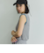 麻タッチ配色ニットノースリトップス≪手洗い可能≫