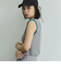 麻タッチ配色ニットノースリトップス≪手洗い可能≫