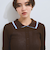 麻調配色ポロニットカーディガン≪手洗い可能≫
