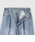 サイドゴムセンタープレス ストレートデニムパンツ