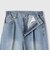サイドゴムセンタープレス ストレートデニムパンツ