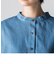 【socolla】デニムレイヤードバンドカラーシャツ≪洗濯機で洗える≫