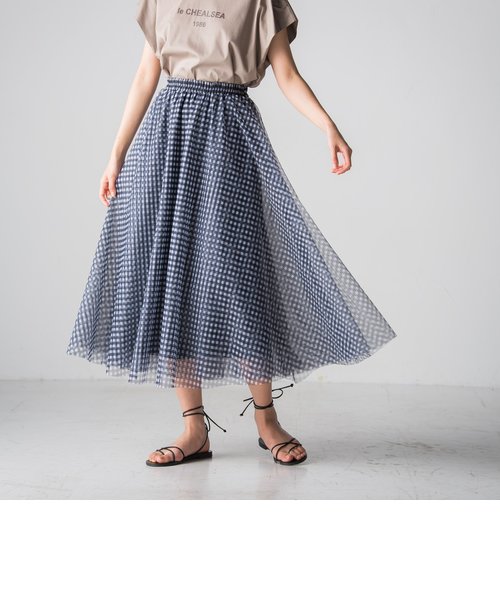 【socolla】ギンガムチェックチュールスカート