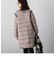 配色パイピングノーカラーダウンコート