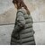 配色パイピングノーカラーダウンコート