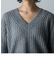 【deluxee'm】エアヤーン柄編み切替Vネックニットプルオーバー