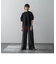 ストライプサイドベルトワイドパンツ≪洗濯機で洗える≫