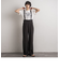 サスペンダー付きピンストライプワイドパンツ≪洗濯機で洗える≫