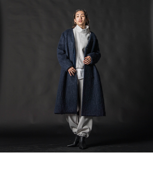 deluxee'm】ループシャギーアシンメトリーベルトコート