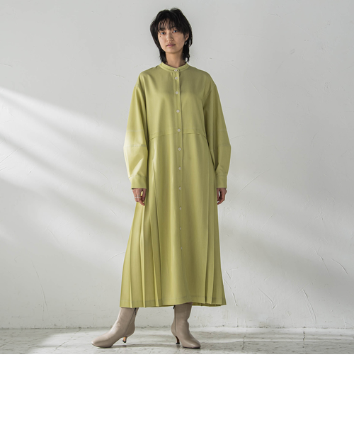 メゾンドアール　maison de r シャンブレープリーツワンピース　新品 シャンブレーサイドプリーツワンピース≪手洗い可能≫｜メイソングレイ