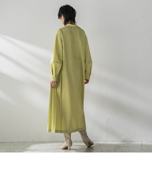 シャンブレーサイドプリーツワンピース≪手洗い可能≫｜メイソングレイ