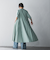 5分袖サイドプリーツシャツワンピース≪手洗い可能≫