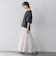 【WEB限定】マルチストライプリネンタッチティアードスカート≪洗濯機で洗える≫