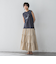 【WEB限定】マルチストライプリネンタッチティアードスカート≪洗濯機で洗える≫