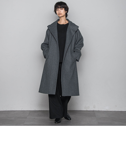 ライトジャージメルトンスタンドカラーロングコート｜メイソングレイの