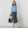 フロントボタンタフタスカート