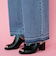 紐ベルト付デニムワイドパンツ≪手洗い可能≫