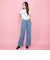 紐ベルト付デニムワイドパンツ≪手洗い可能≫