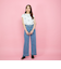 紐ベルト付デニムワイドパンツ≪手洗い可能≫