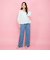 紐ベルト付デニムワイドパンツ≪手洗い可能≫
