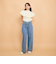 紐ベルト付デニムワイドパンツ≪手洗い可能≫