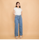 紐ベルト付デニムワイドパンツ≪手洗い可能≫