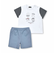 ひよこ水兵プリント切り替えTシャツ+パンツセット(80~90cm)