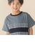 天竺無地+チェック切り替え半袖Tシャツ(95~150cm)