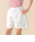 センター切り替えワンポイント刺しゅうデニムキュロットパンツ(95~160cm)